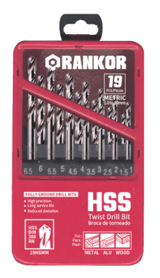 SET DE BROCAS P/METAL 19 PZS (110MM) (100000042) – RANKOR