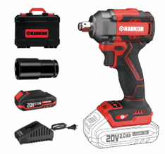 LLAVE DE IMPACTO INALAMBRICA 20V 350NM CON 2BAT. 2.0AH Y CARGADOR (RLIW2001) – RANKOR